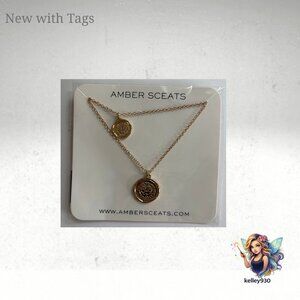 Amber Seats Layered Gold Coin Necklace NWT
